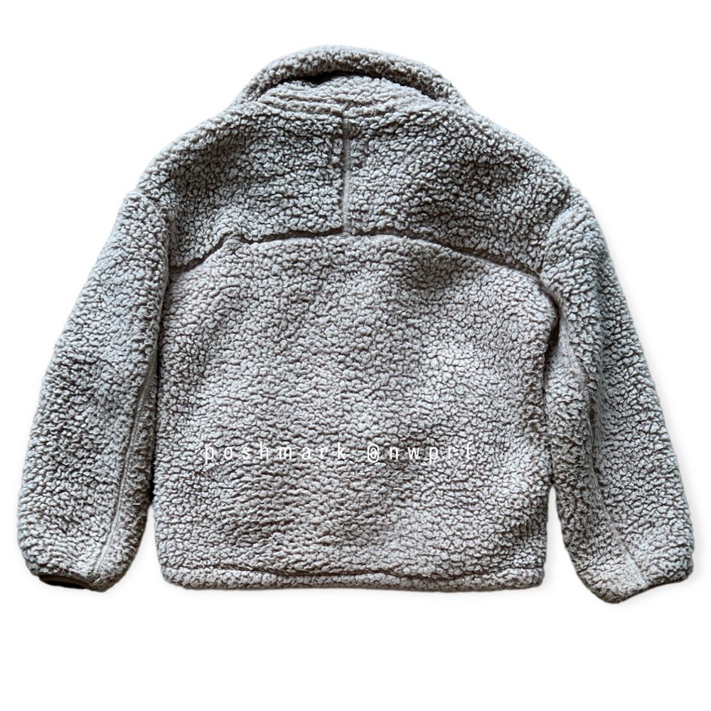 ABERCROMBIE & FITCH Cinched Cocoon Sherpa Fleece Faux Fur Jacket Beige XXS XS - Picture 8 of 13